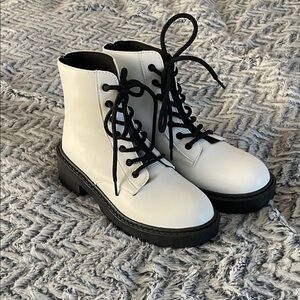 Stylish White and Black Combat Boots